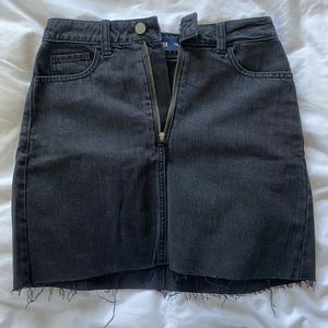 hollister high rise black denim skirt